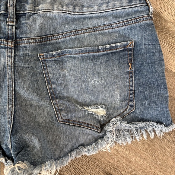 Express Distressed Denim Cutoff Shorts - Blue - Picture 5 of 6